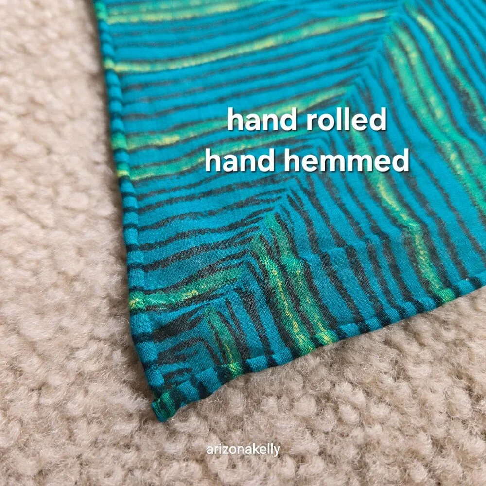 NWT Silk Scarf Hand Rolled Crepe Tropical Leaves Green Dana Buchman